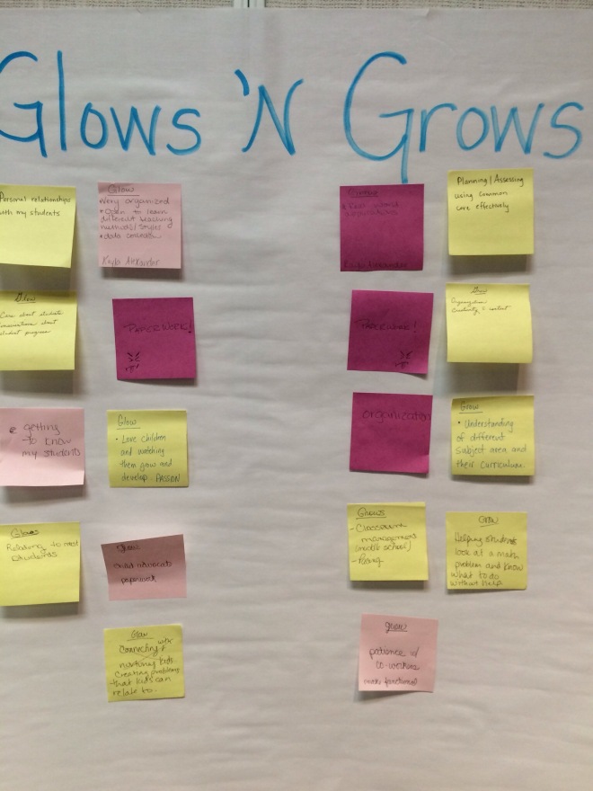We started off sharing our current Glows and Grows as educators. 